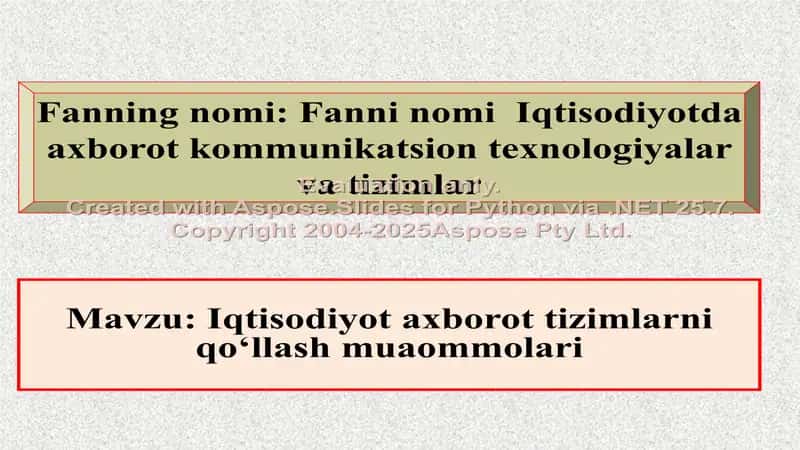 Iqtisodiyot axborot tizimlarni qoʻllash muaommolari 1