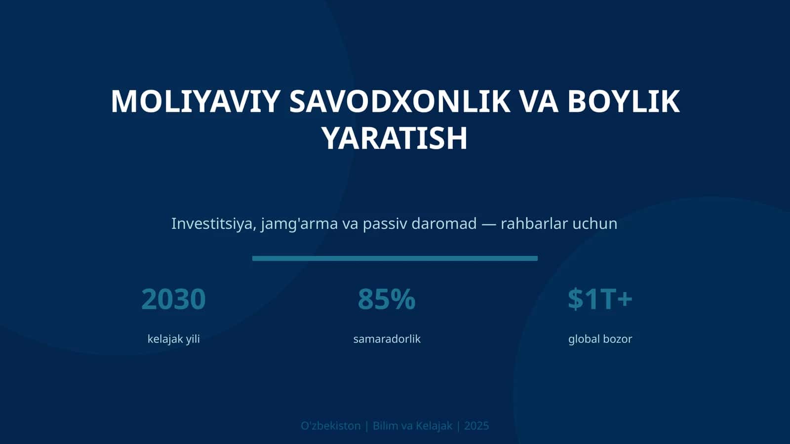 Moliyaviy savodxonlik va boylik yaratish 1