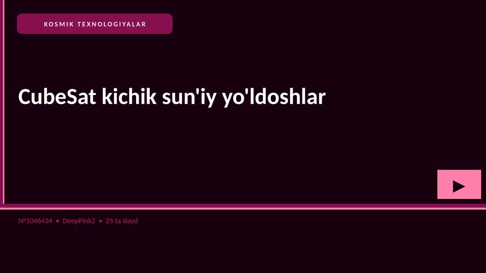 CubeSat kichik sun'iy yo'ldoshlar 1