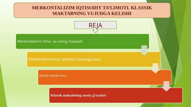 MERKONTALIZIM IQTISODIY TA’LIMOTI. KLASSIK MAKTABNING VUJUDGA KELISHI 1