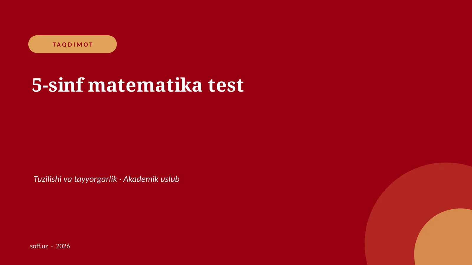 5-sinf matematika test 1