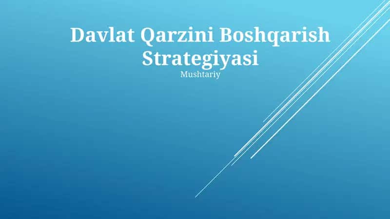 Davlat Qarzini Boshqarish Strategiyasi 1
