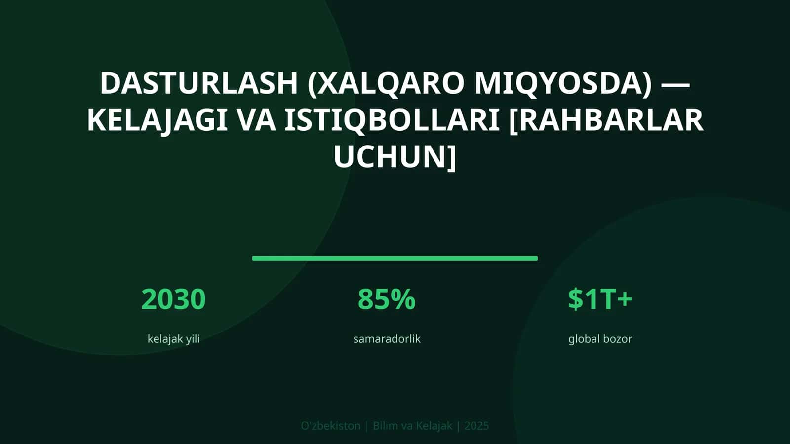 Dasturlash (xalqaro miqyosda) — kelajagi va istiqbollari [rahbarlar uchun] 1