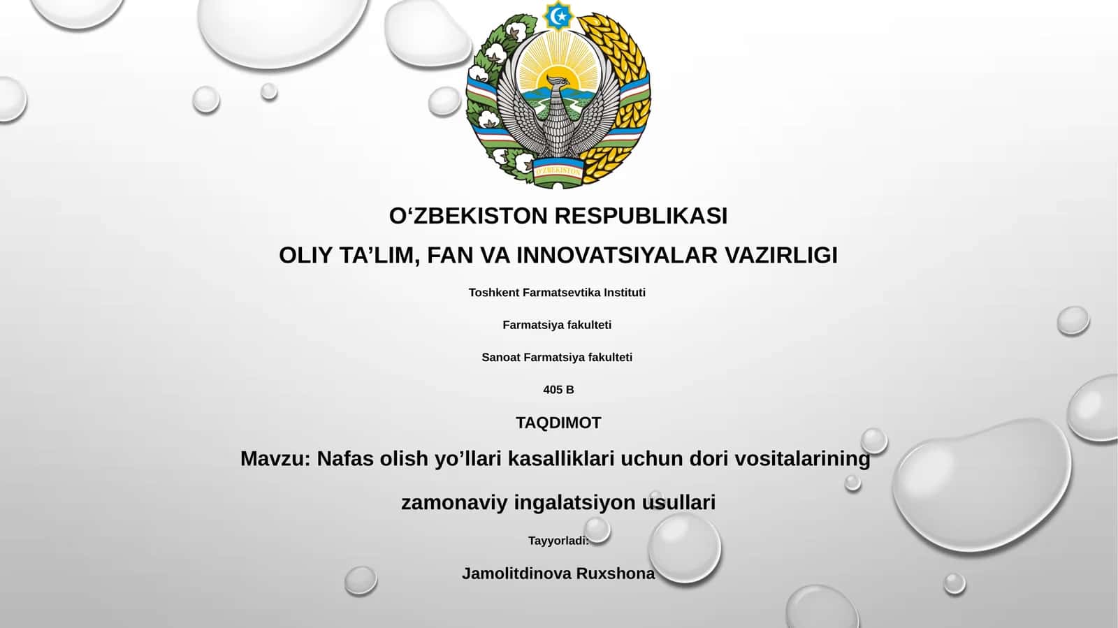 Nafas olish yo’llari kasalliklari uchun dori vositalarining zamonaviy ingalatsiyon usullari 1