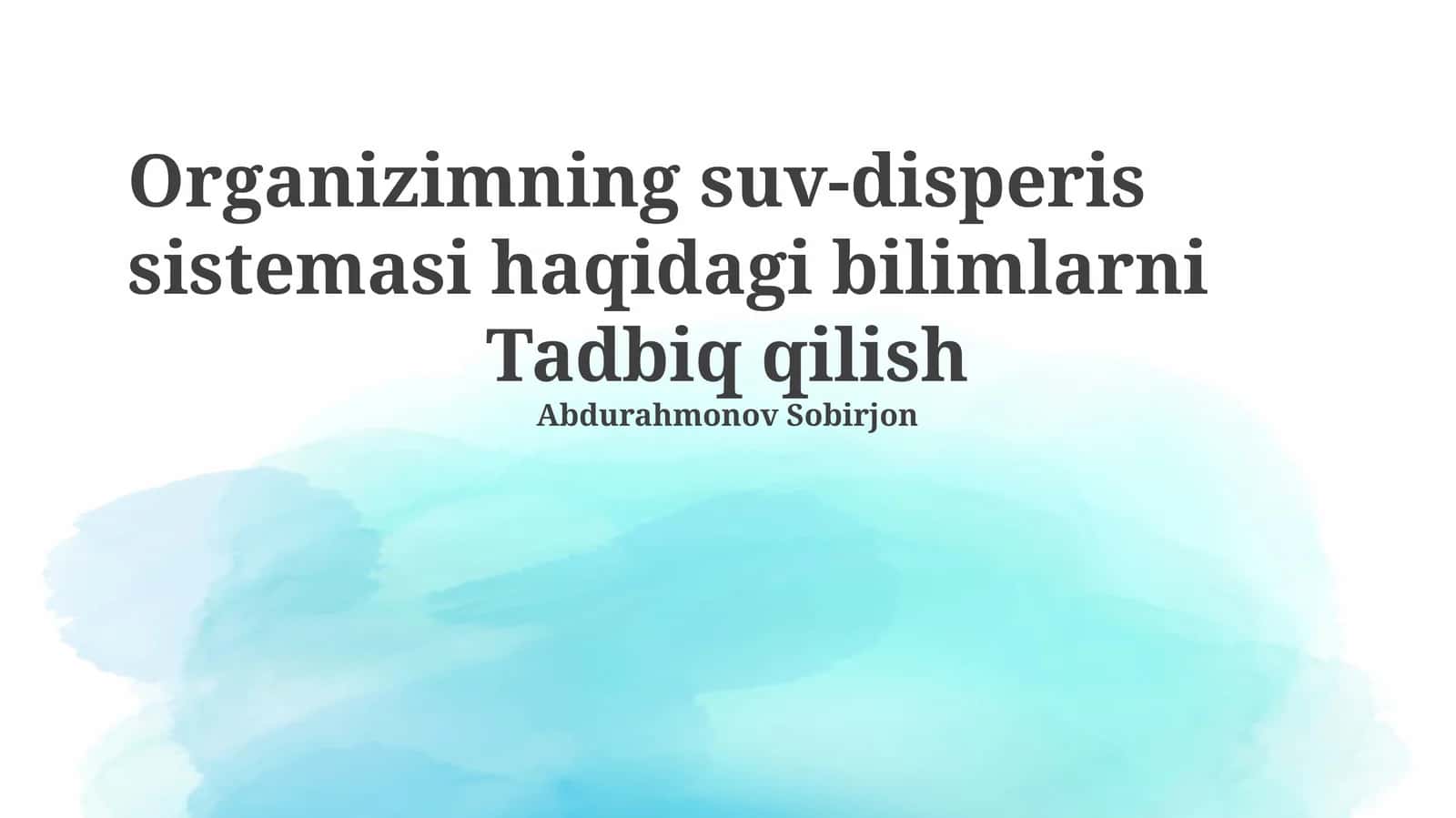 Tashkilotning suv taqsimlash tizimi 1