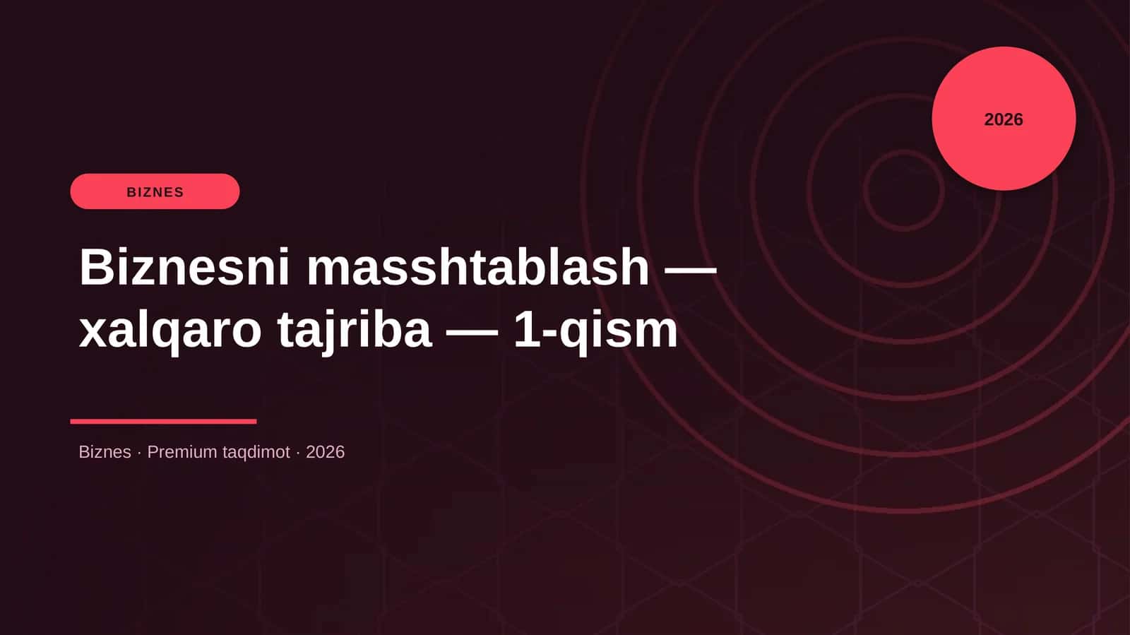 Biznesni masshtablash — xalqaro tajriba — 1-qism 1