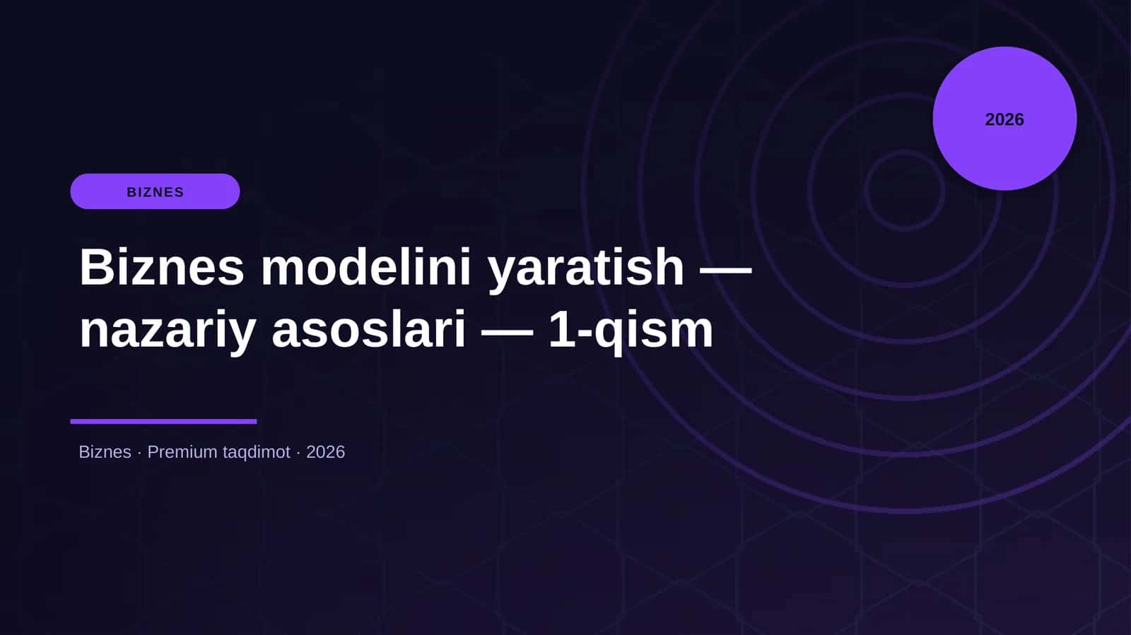 Biznes modelini yaratish — nazariy asoslari — 1-qism 1