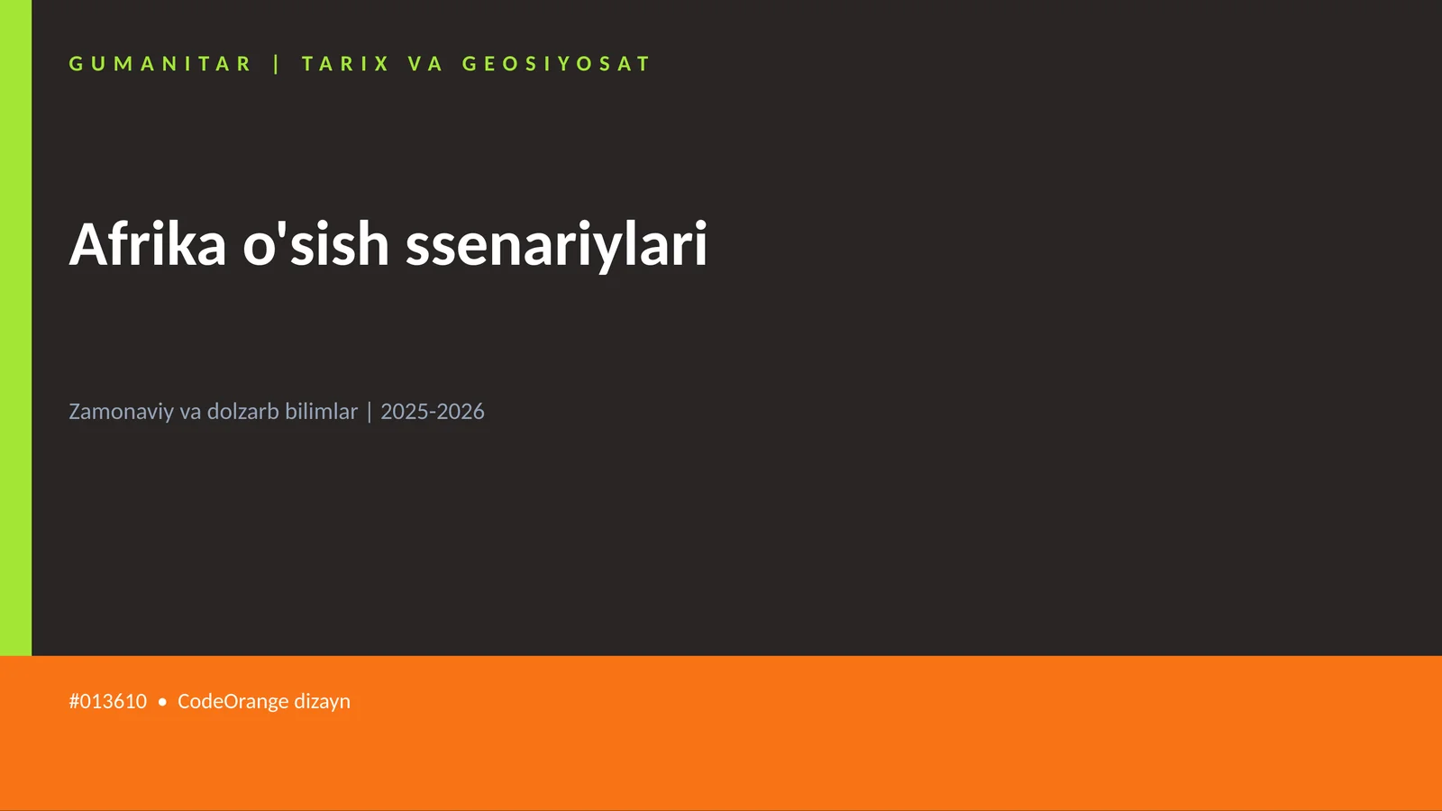Afrika o'sish ssenariylari 1