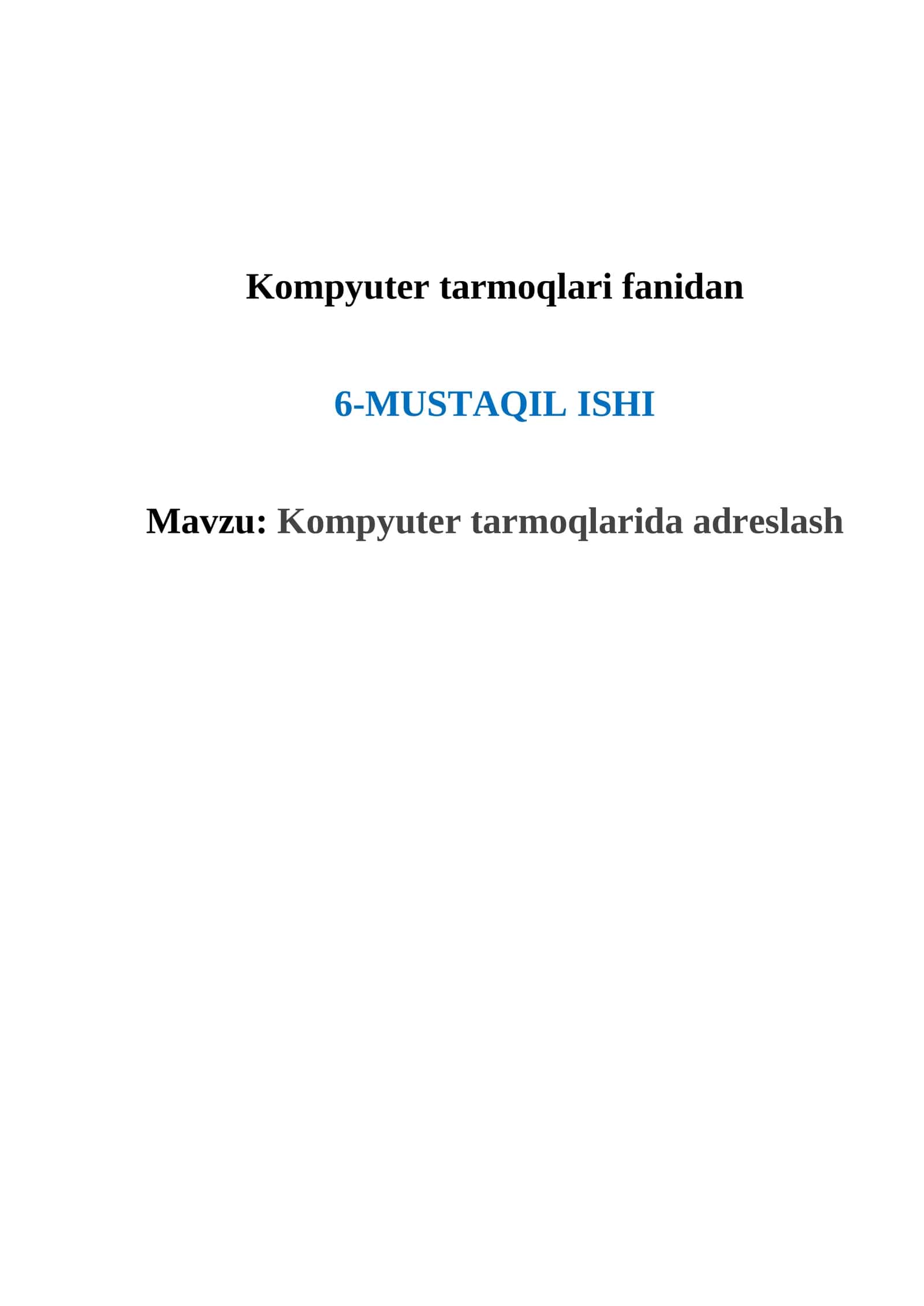Kompyuter tarmoqlarida adreslash 1