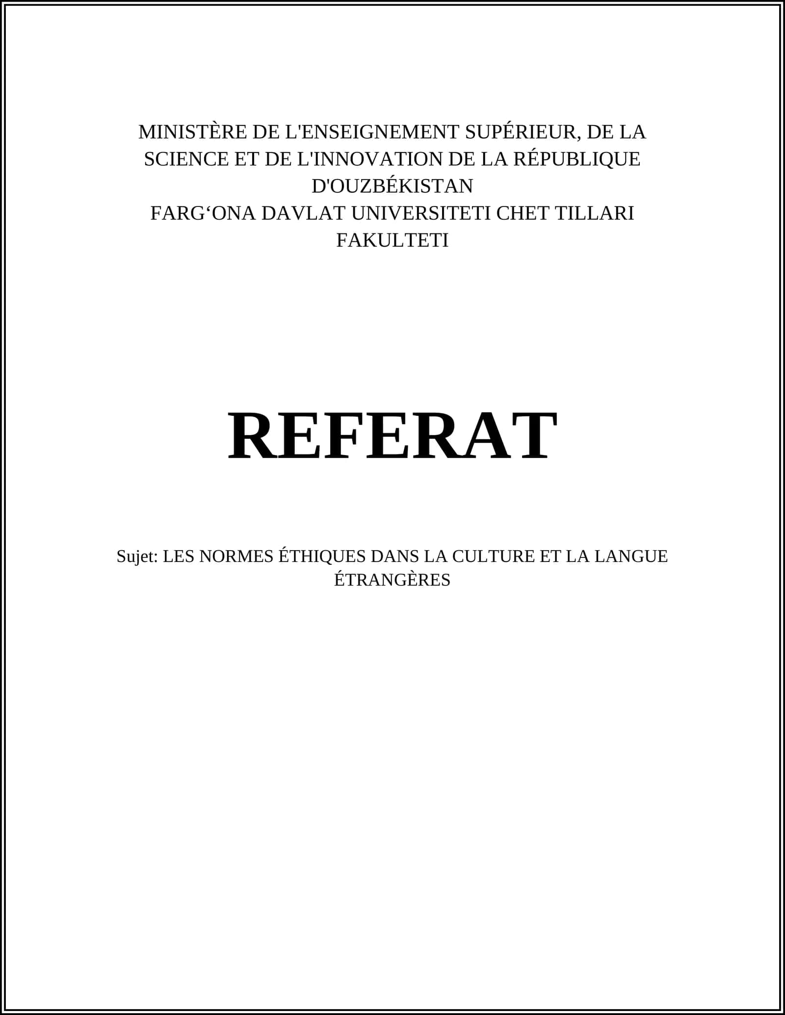 LES NORMES ÉTHIQUES DANS LA CULTURE ET LA LANGUE ÉTRANGÈRES 1