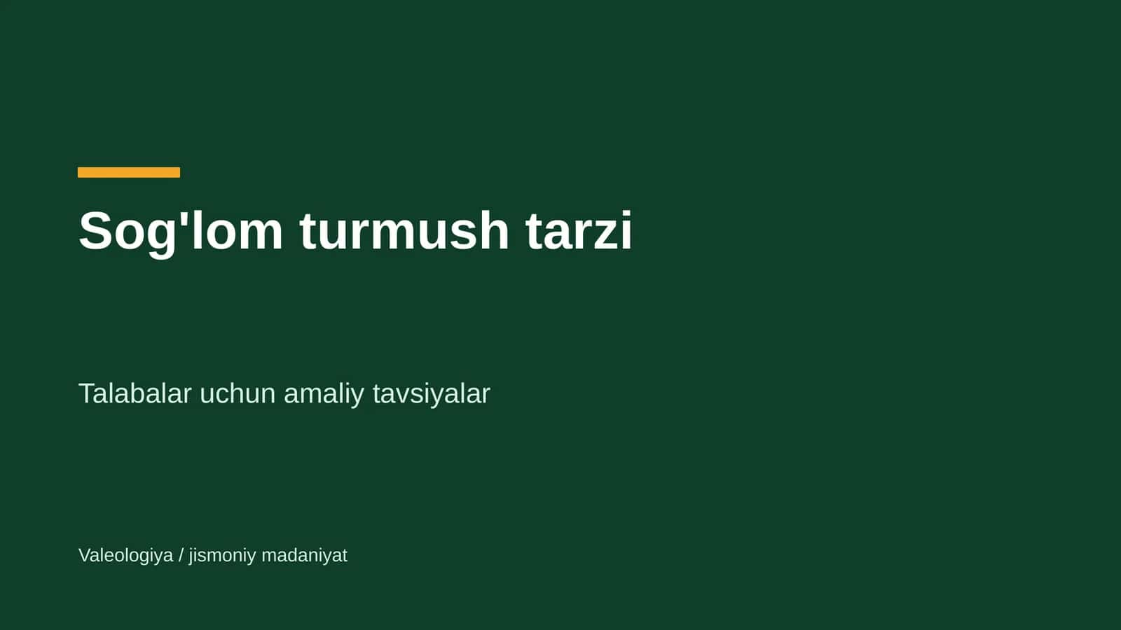 Sog'lom turmush tarzi 1