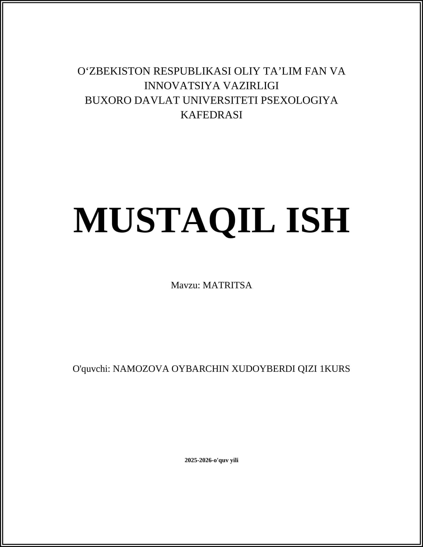 MATRITSA 1