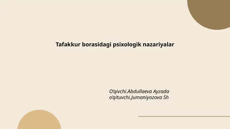 Assotsiatsionizm va tafakkur nazariyasi 1