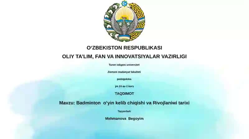 Badminton oʻyin kelib chiqishi va Rivojlaniwi tarixi