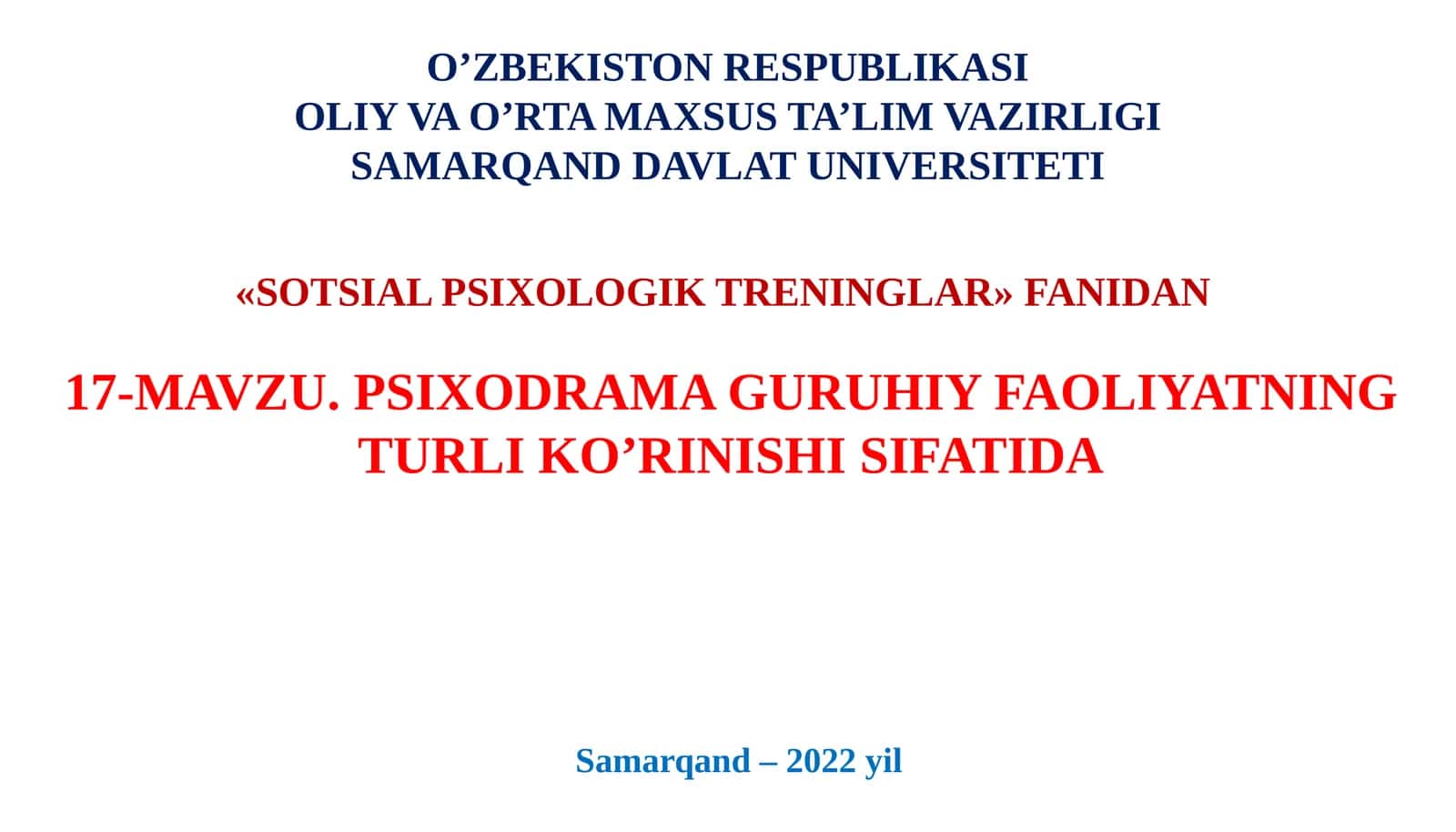 PSIXODRAMA GURUHIY FAOLIYATNING TURLI KO'RINISHI SIFATIDA 1