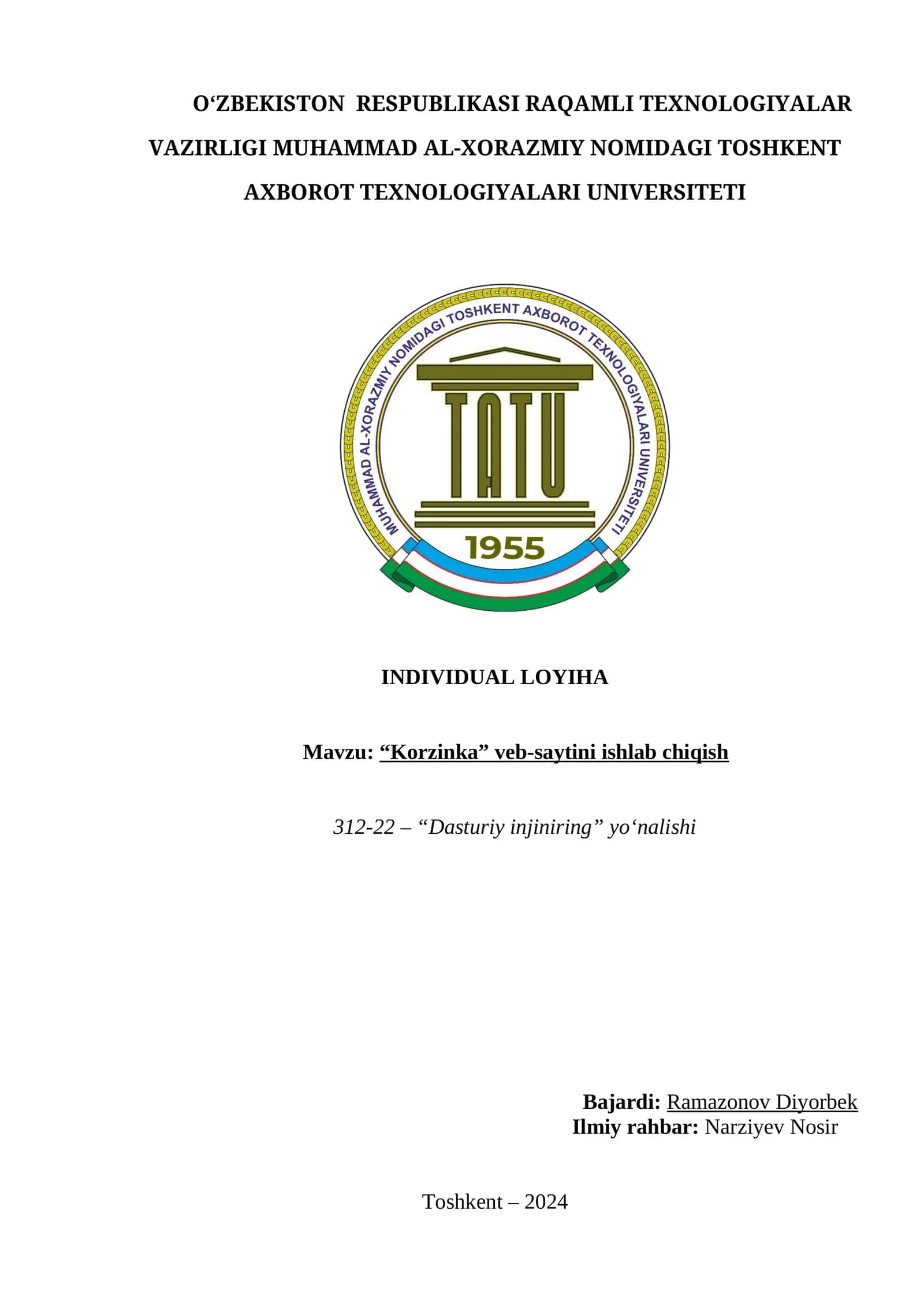 Korzinka veb-saytini ishlab chiqish 1