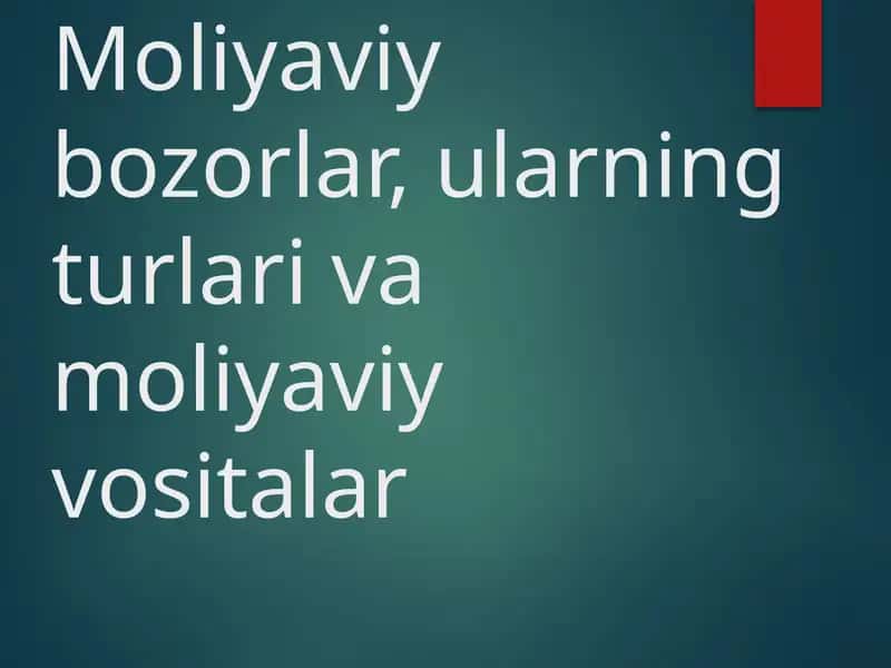 Moliyaviy bozorlar 1