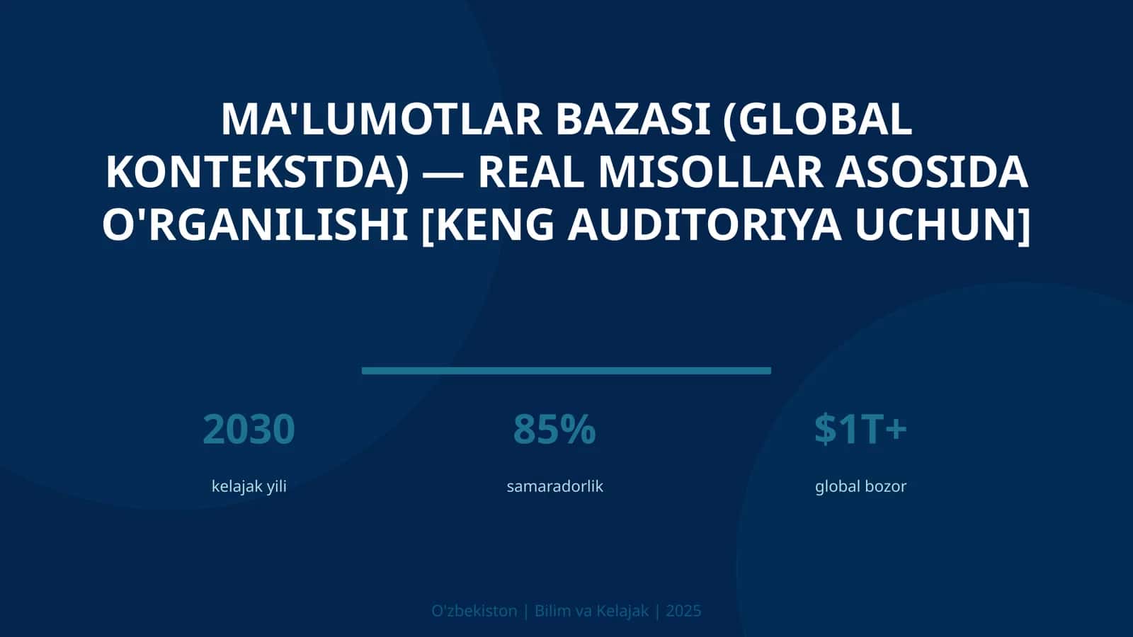 Ma'lumotlar bazasi (global kontekstda) — real misollar asosida o'rganilishi [keng auditoriya uchun] 1