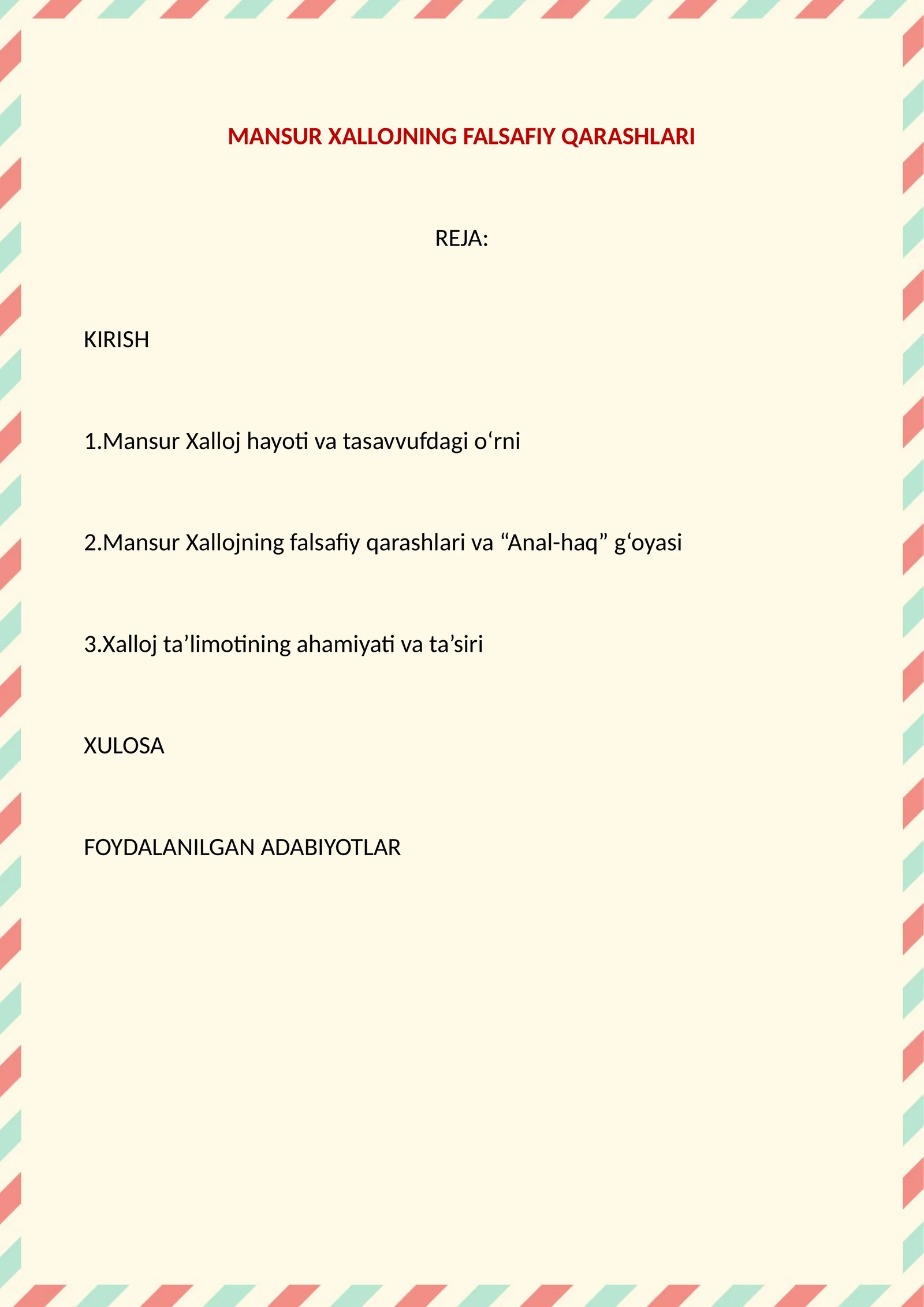 Mansur Xallojning falsafiy qarashlari 1