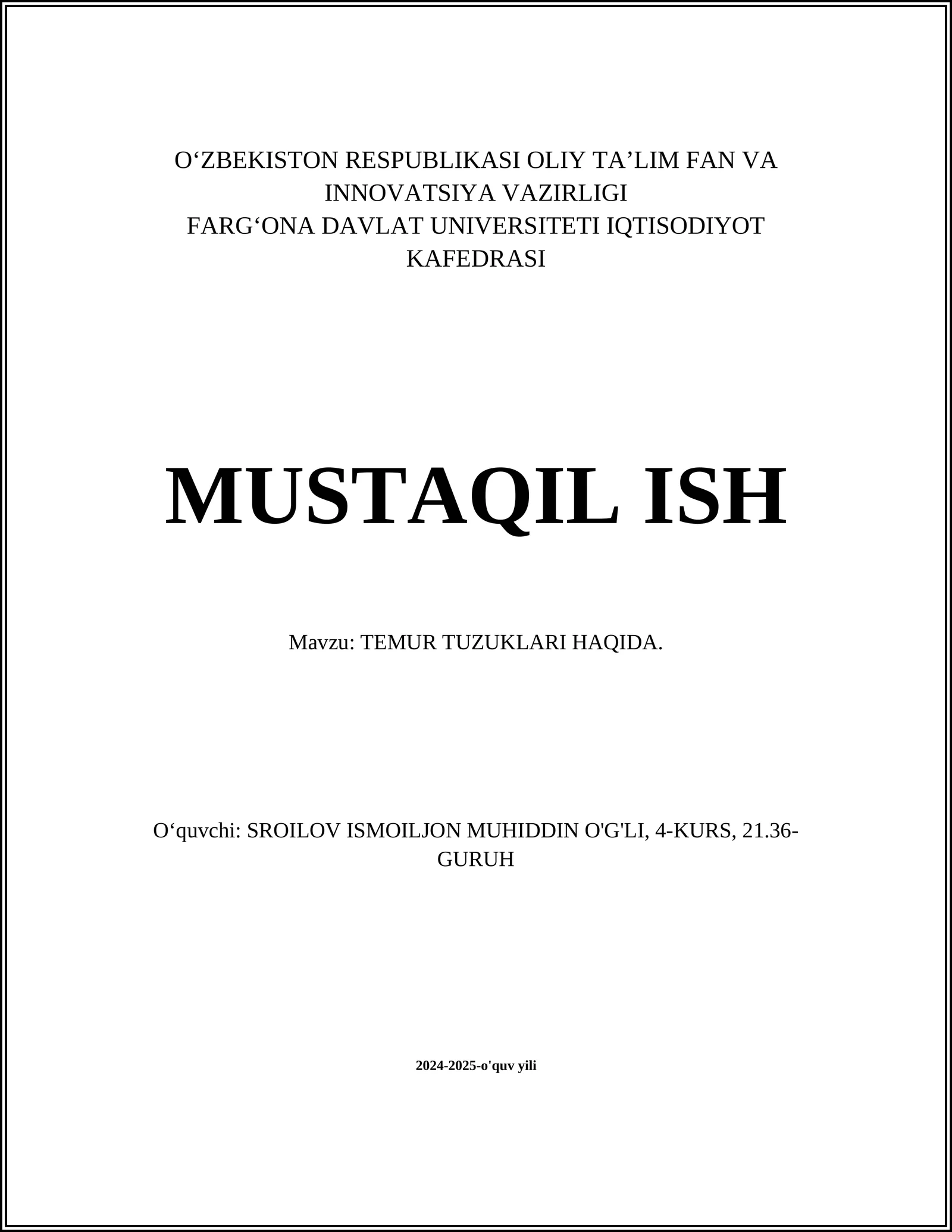TEMUR TUZUKLARI HAQIDA 1