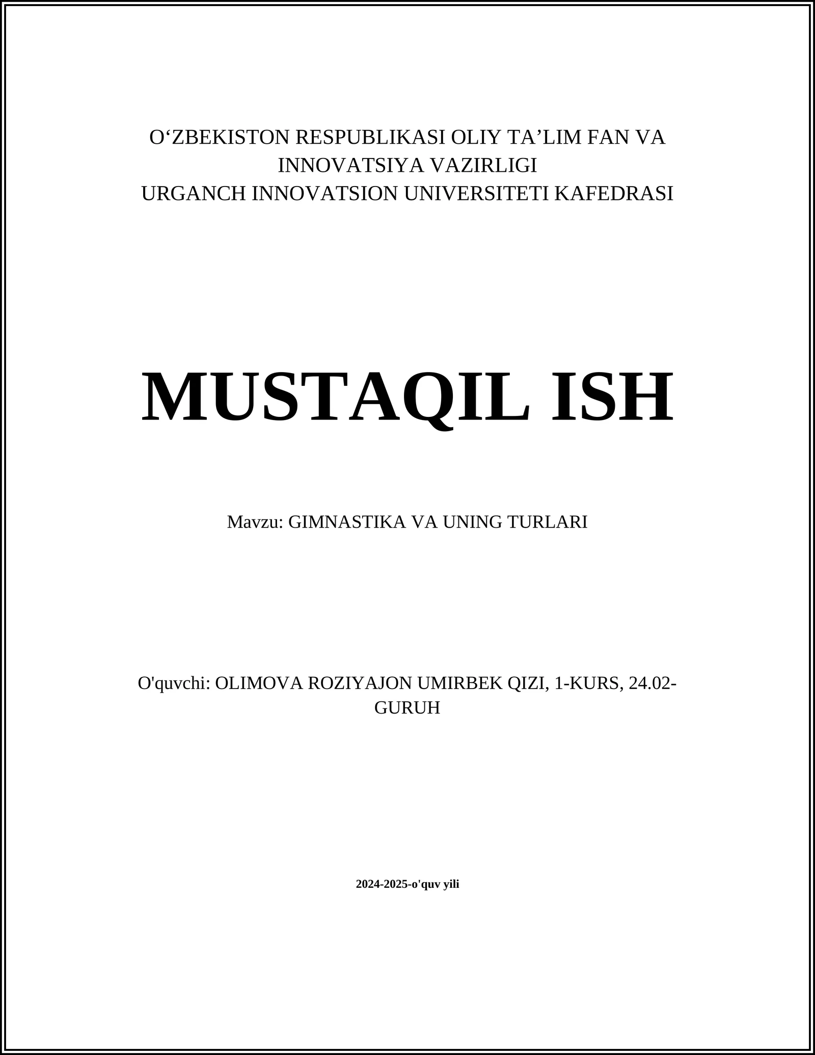 GIMNASTIKA VA UNING TURLARI 1