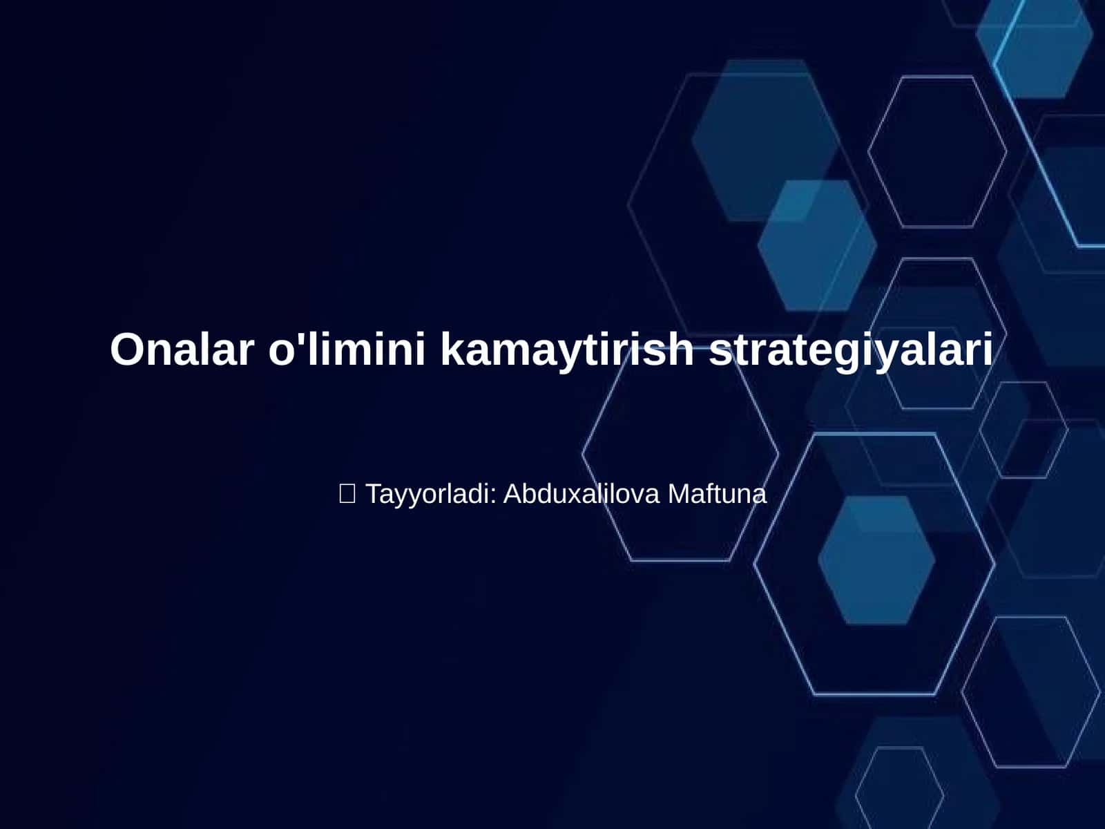 Onalar o'limini kamaytirish strategiyalari 1