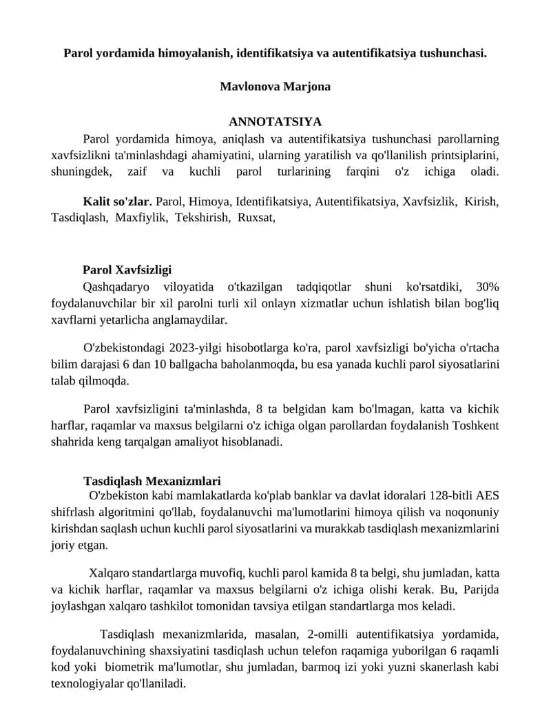 Parol Xavfsizligi 1