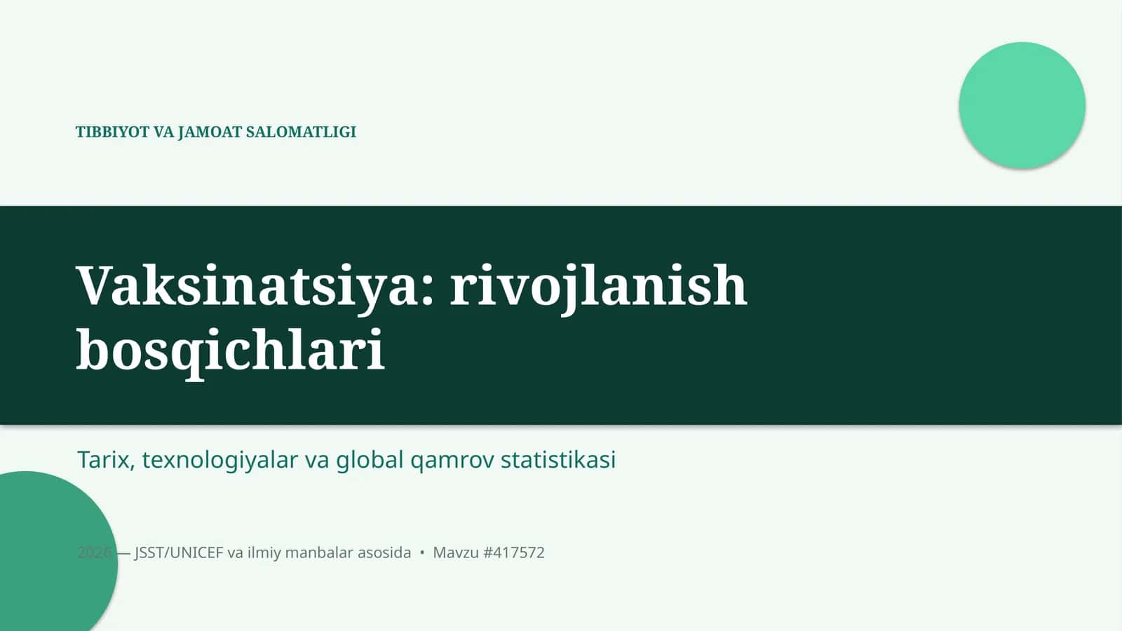 Tibbiyot va jamoat salomatligi 1
