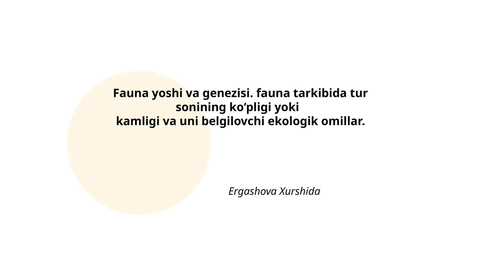 Fauna yoshi va genezisi 1