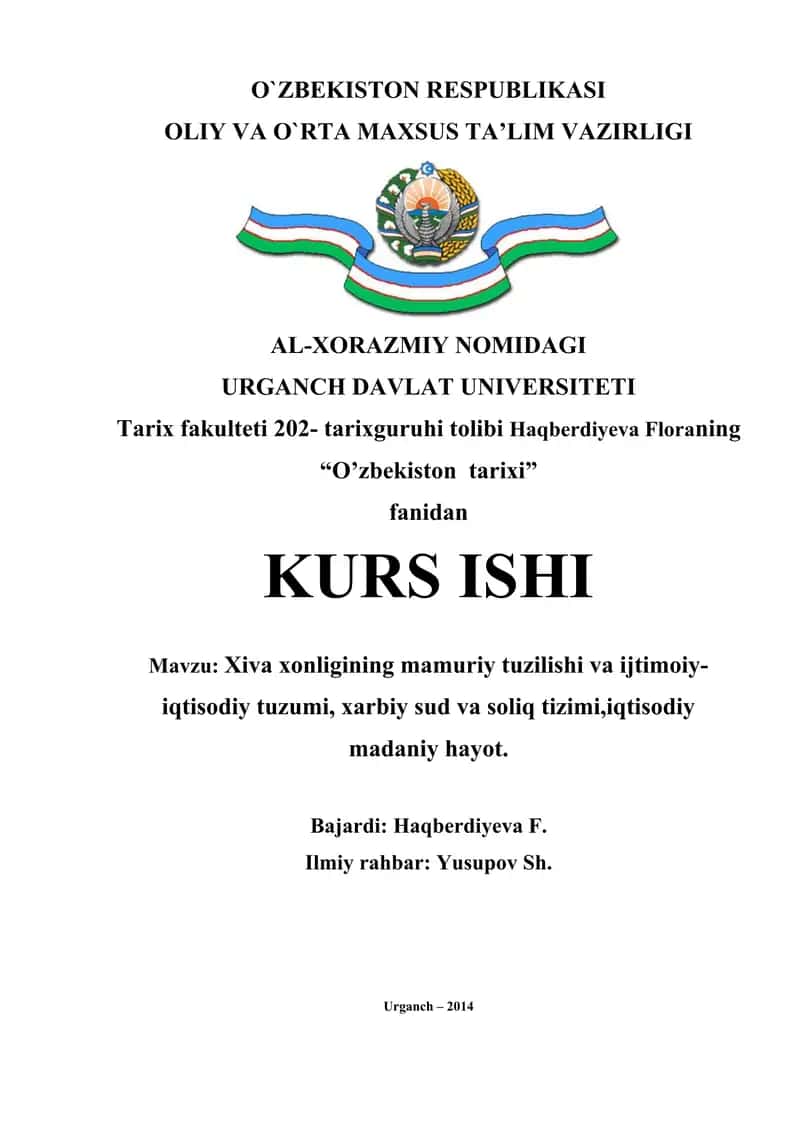 Xiva xonligining mamuriy tuzilishi va ijtimoiy-iqtisodiy tuzumi 1