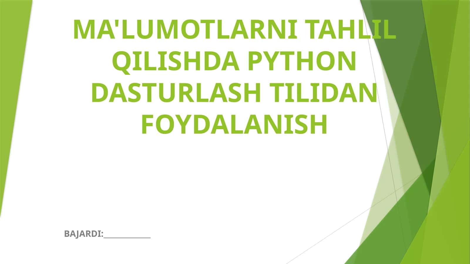 PYTHON DASTURLASH TILIDAN FOYDALANISH 1