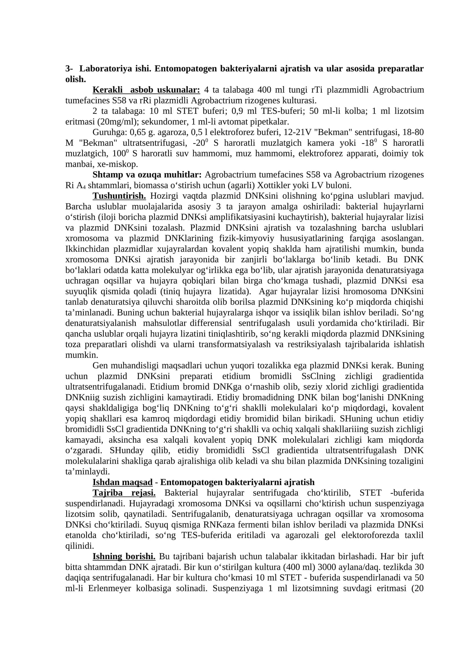Plazmidli Agrobactrium uskunalari 1