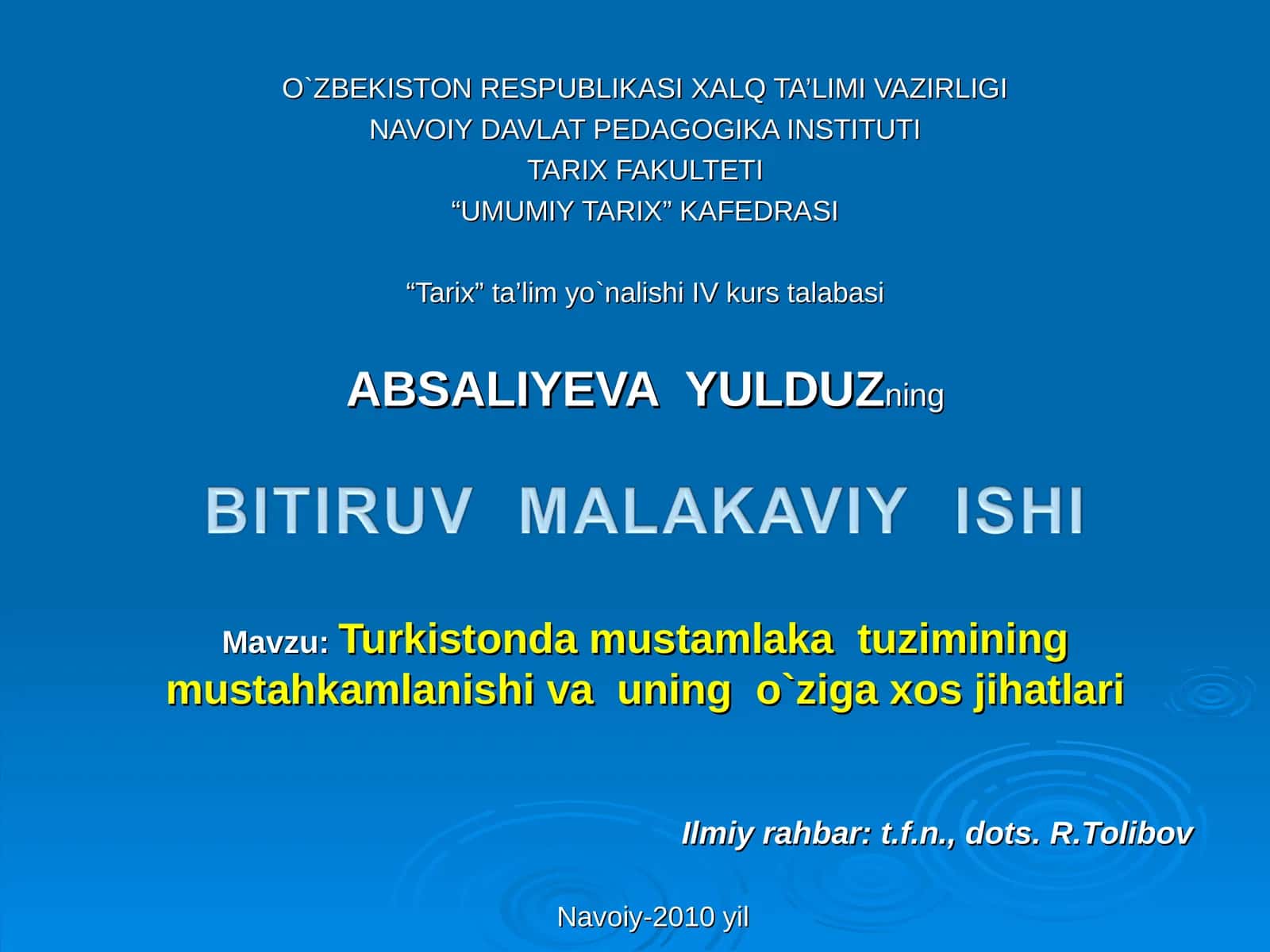 Turkistonda mustamlaka tuzimining mustahkamlanishi va uning o`ziga xos jihatlari 1