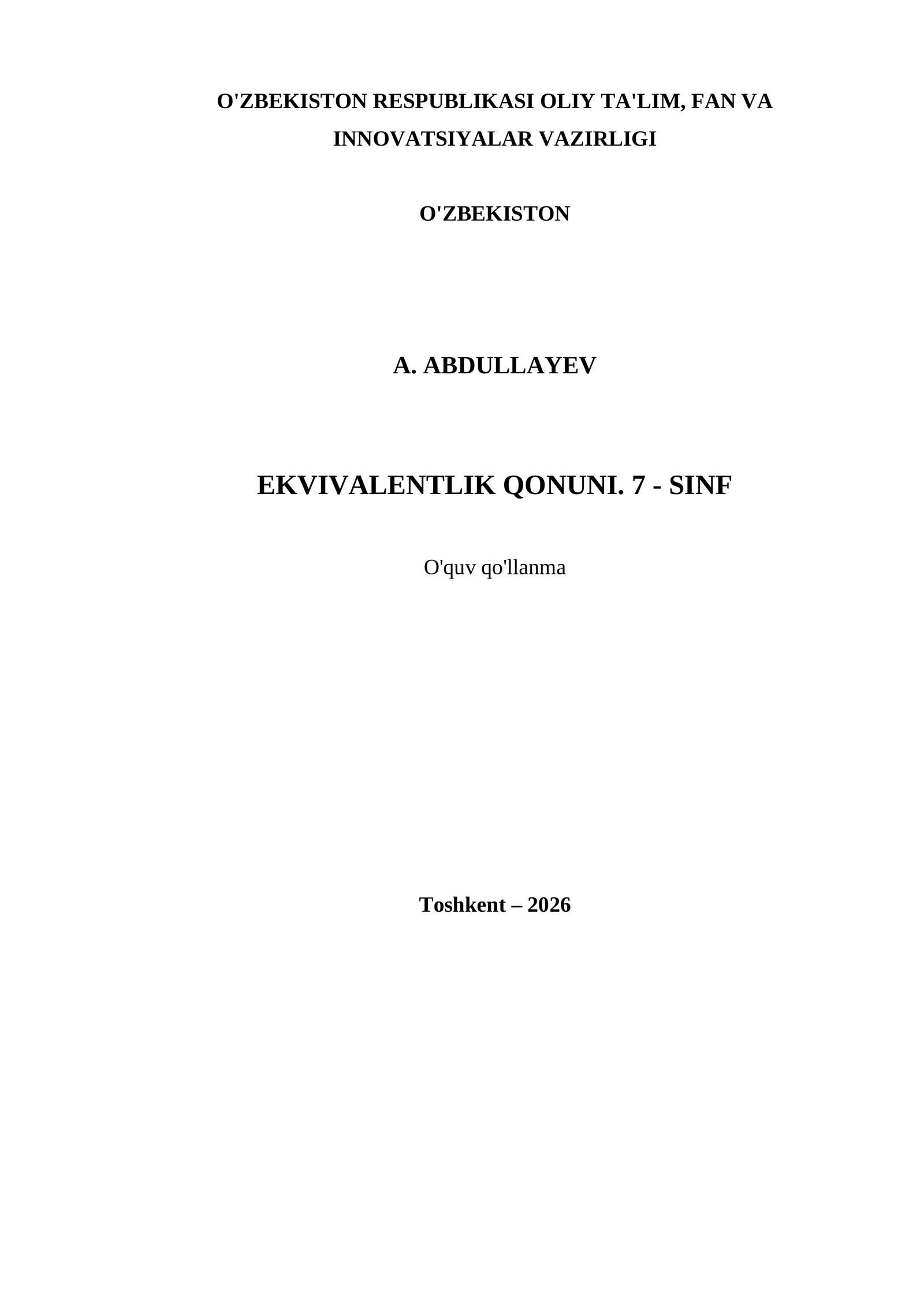 EKVIVALENTLIK QONUNI. 7 - SINF 1