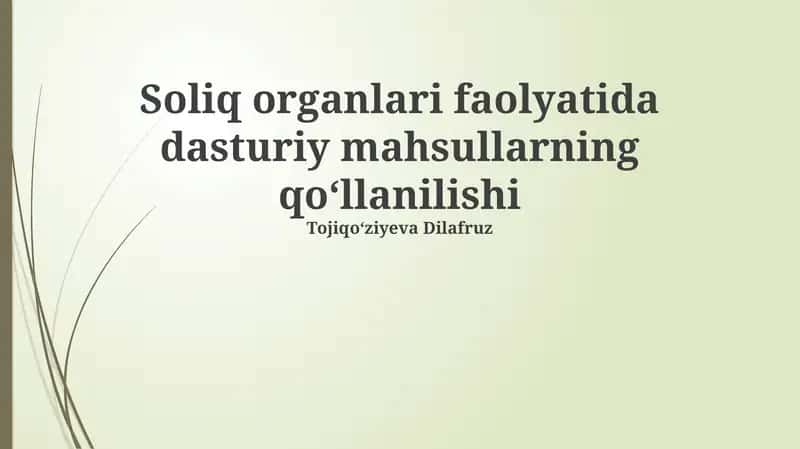 Soliq organlari faolyatida dasturiy mahsullarning qoʻllanilishi 1