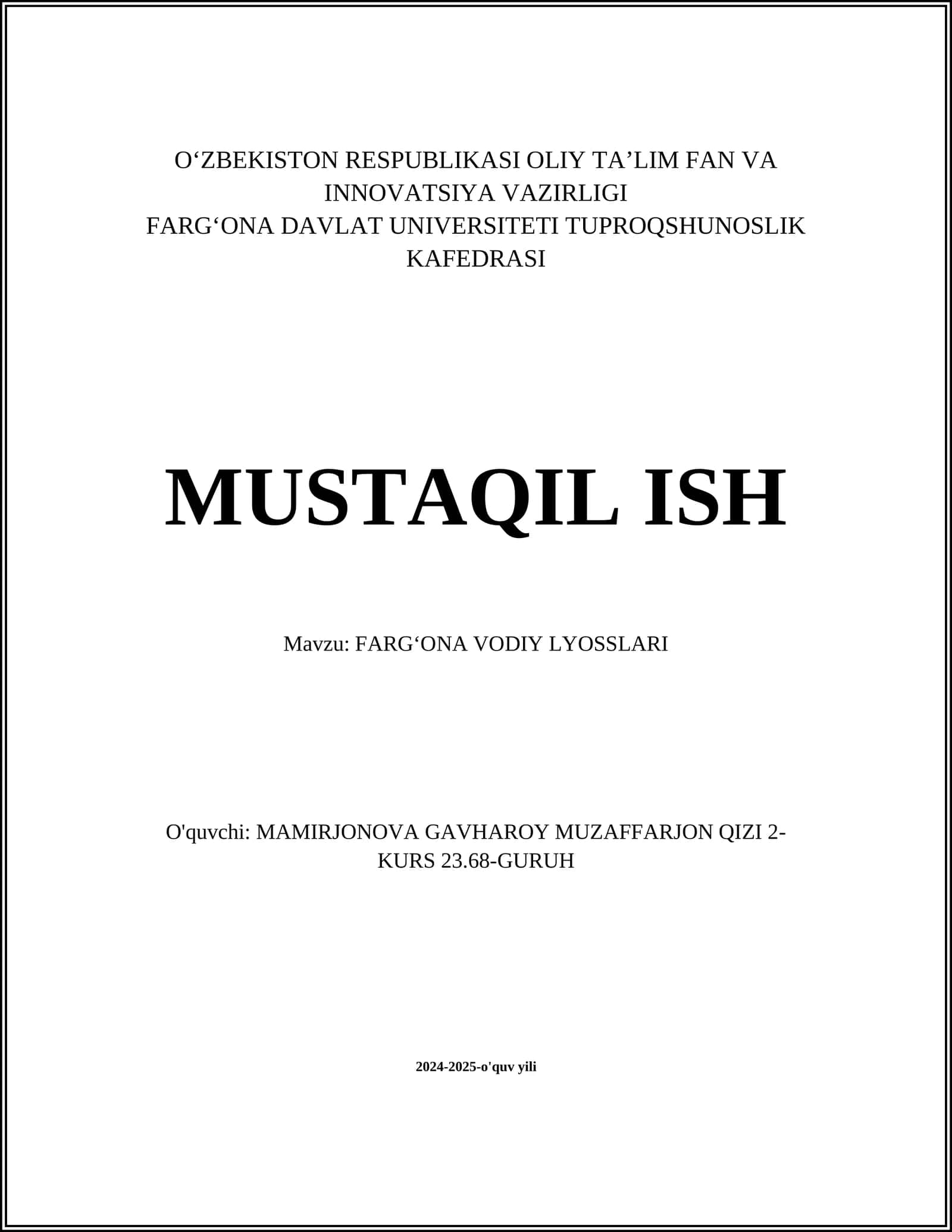 FARG‘ONA VODIY LYOSSLARI 1