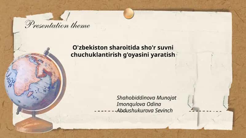 O'zbekiston sharoitida sho'r suvni chuchuklantirish g'oyasini yaratish 1