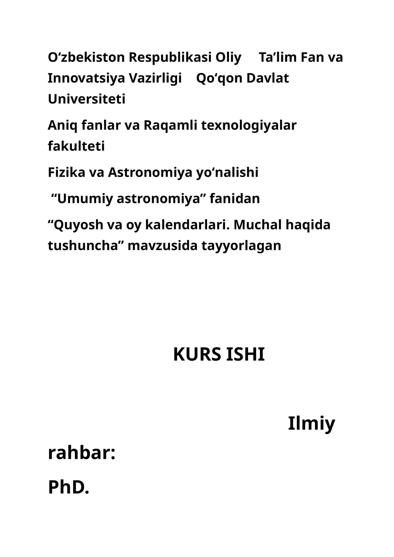 Umumiy astronomiya - Quyosh va oy kalendarlari. Muchal haqida tushuncha 1