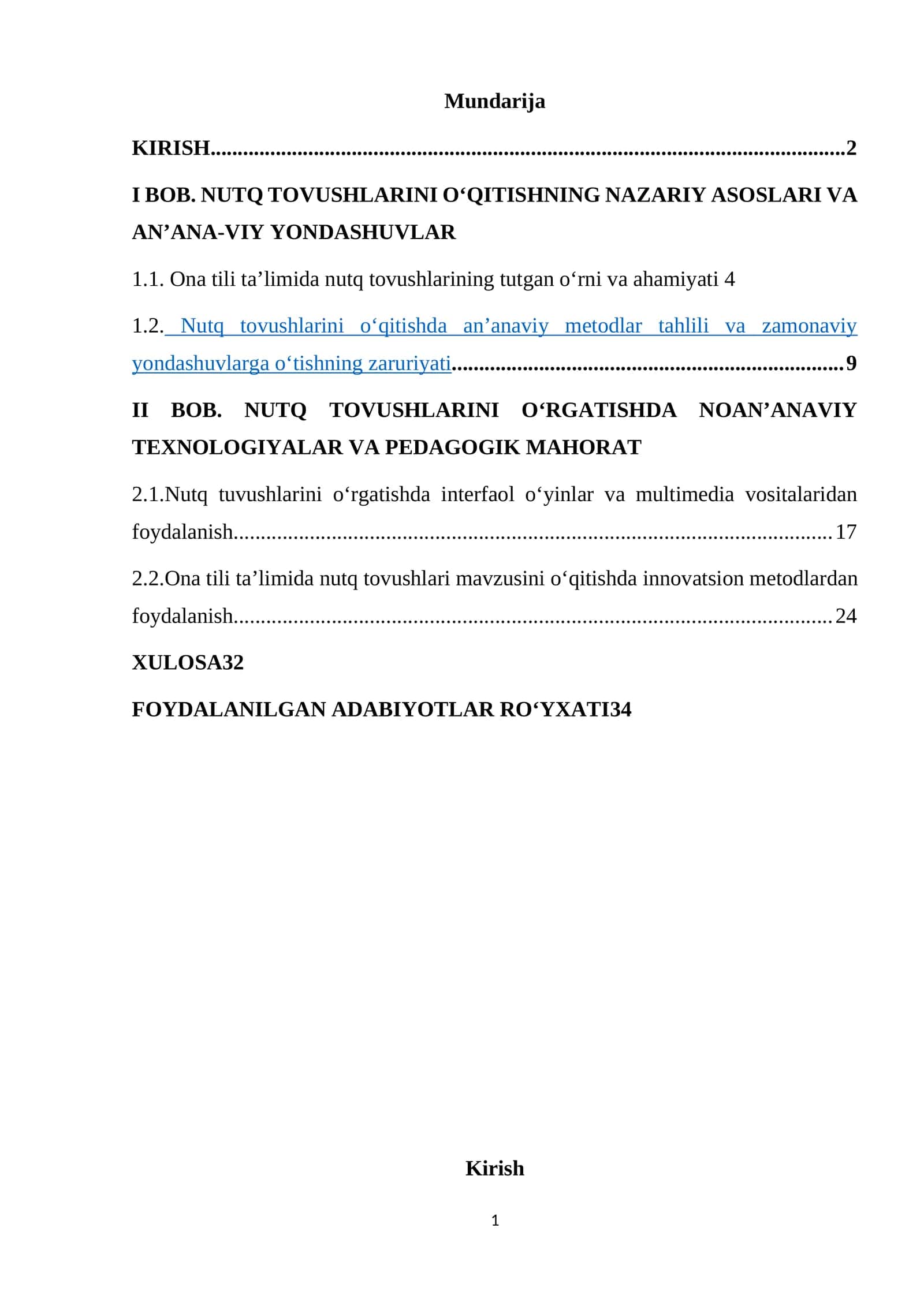 NUTQ TOVUSHLARINI O‘QITISHNING NAZARIY ASOSLARI VA AN’ANA-VIY YONDASHUVLAR 1