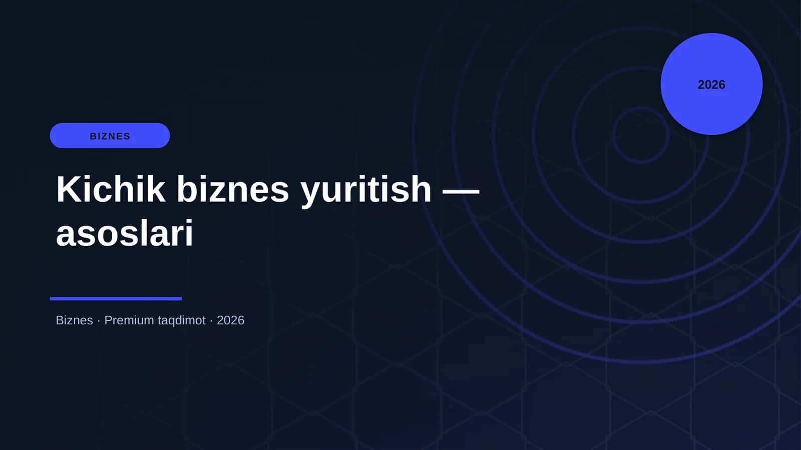 Kichik biznes yuritish — asoslari 1