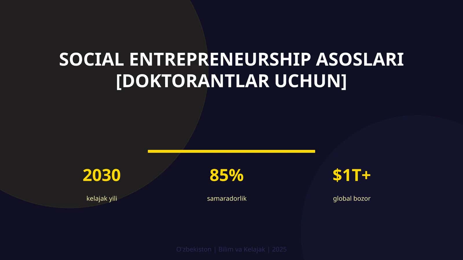 SOCIAL ENTREPRENEURSHIP ASOSLARI [DOKTORANTLAR UCHUN] 1