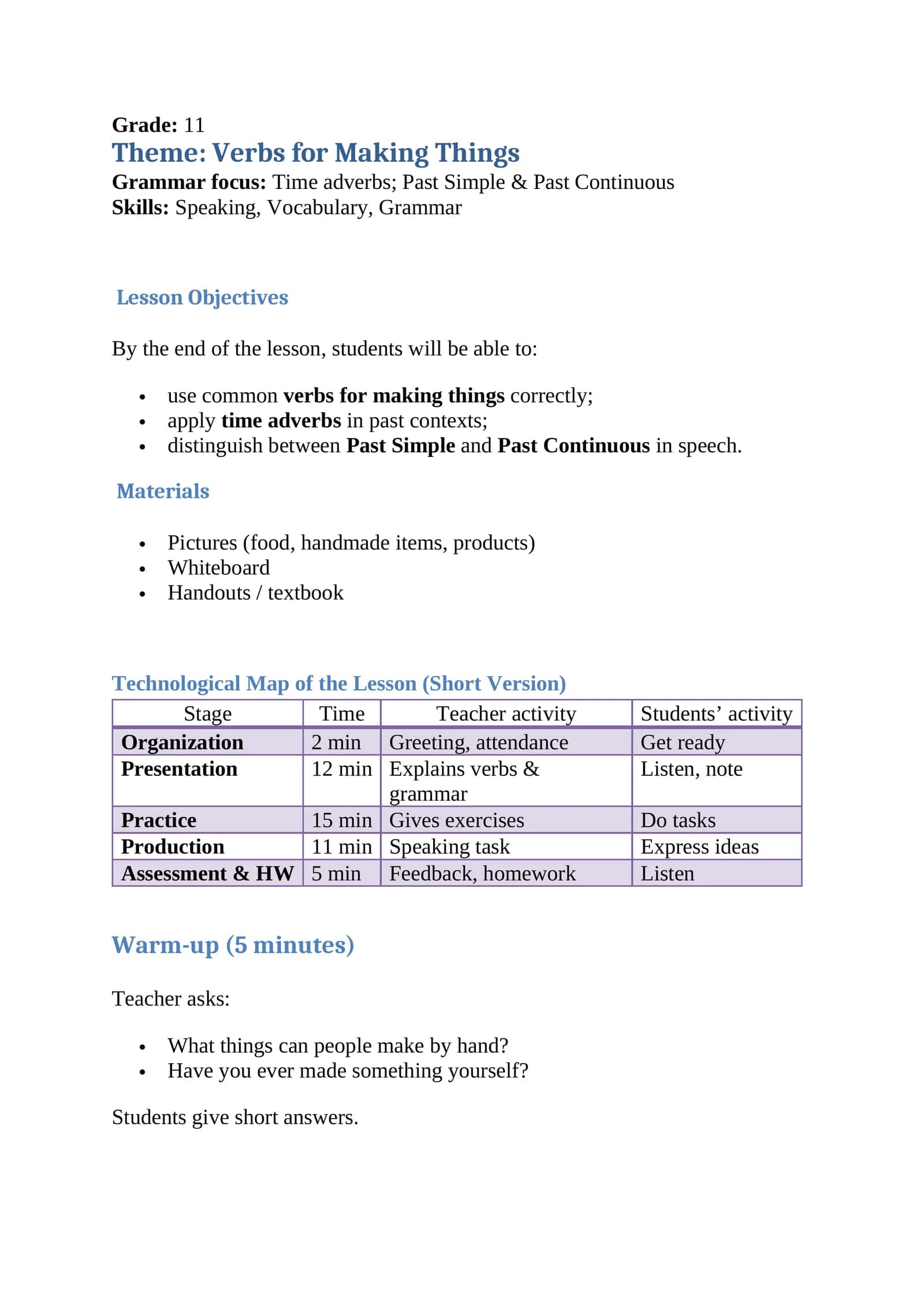 Verbs for Making Things 1