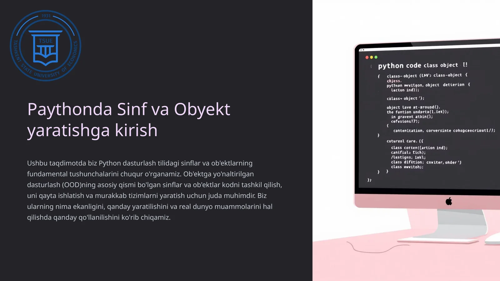 Paythonda Sinf va Obyekt yaratishga kirish 1