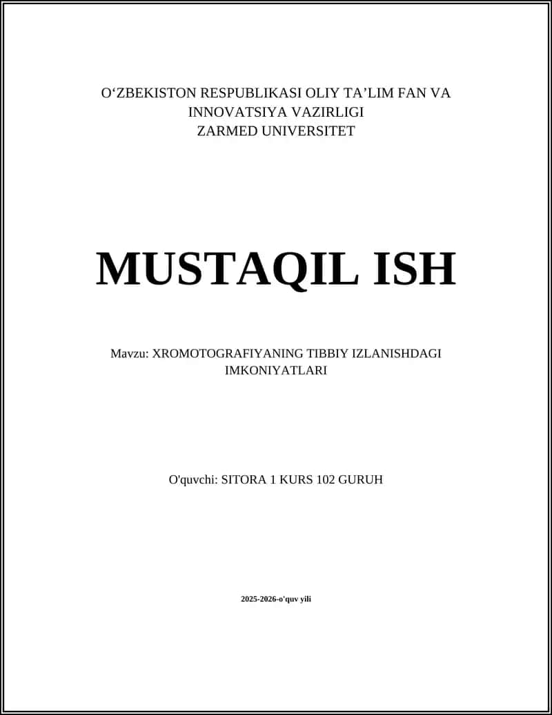 XROMOTOGRAFIYANING TIBBIY IZLANISHDAGI IMKONIYATLARI 1