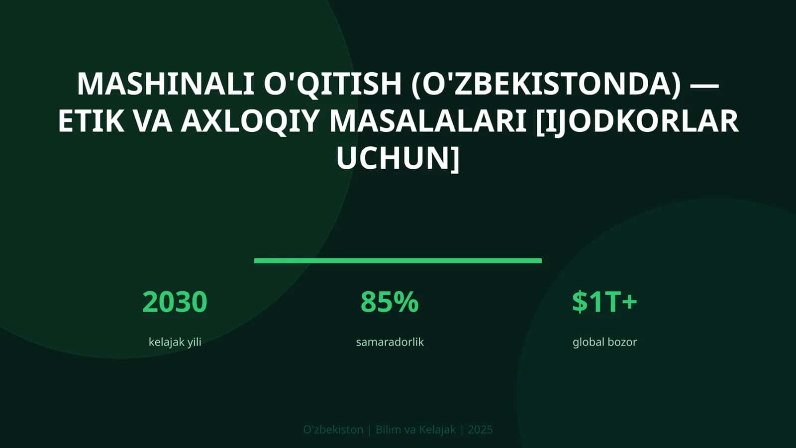 Mashinali o'qitish (O'zbekistonda) — etik va axloqiy masalalari [ijodkorlar uchun] 1