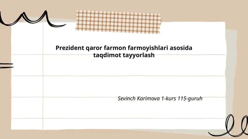 Prezident qaror farmon farmoyishlari asosida taqdimot tayyorlash 1