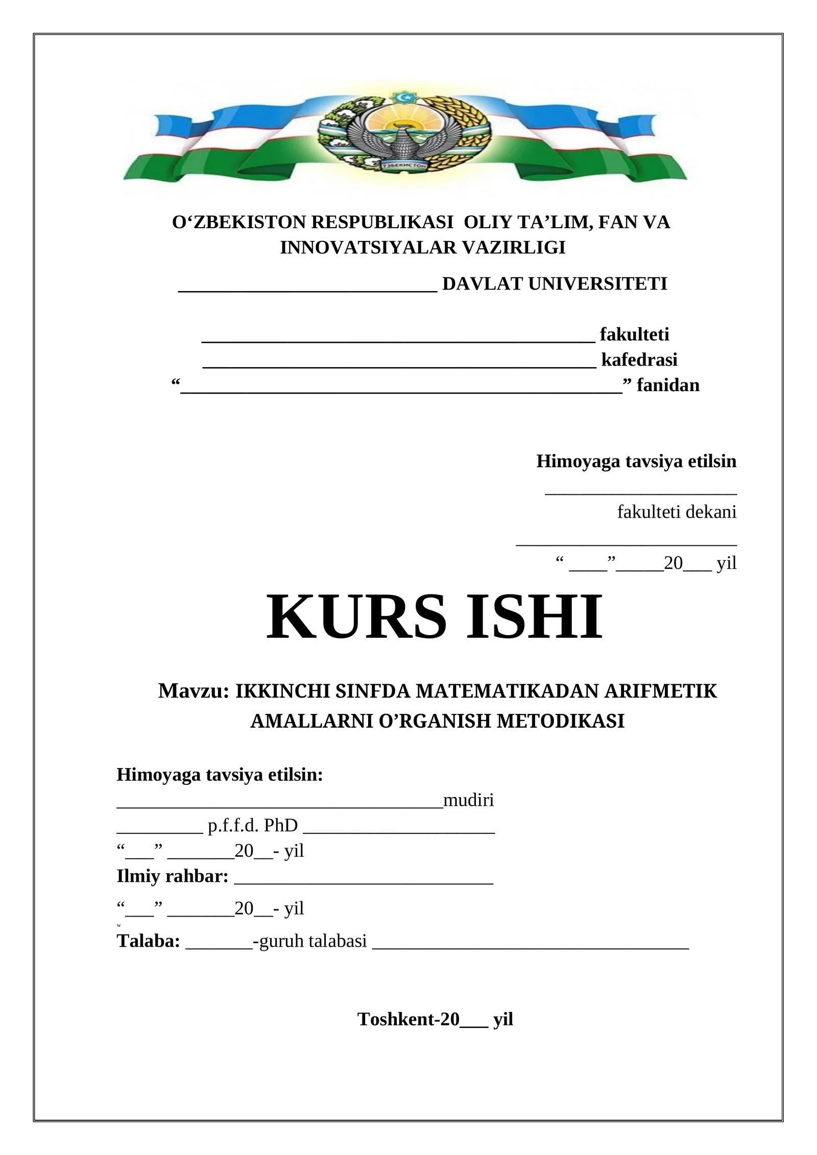 IKKINCHI SINFDA MATEMATIKADAN ARIFMETIK AMALLARNI O’RGANISH METODIKASI 1