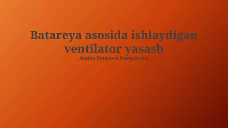 Ventilator yasash 1