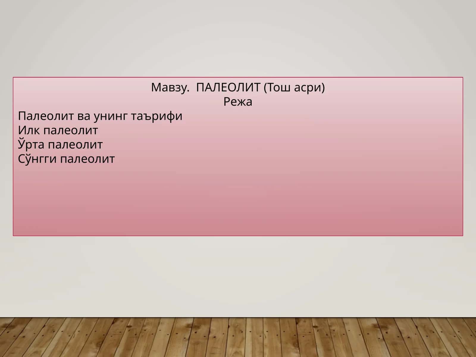 ПАЛЕОЛИТ (Тош асри) 1