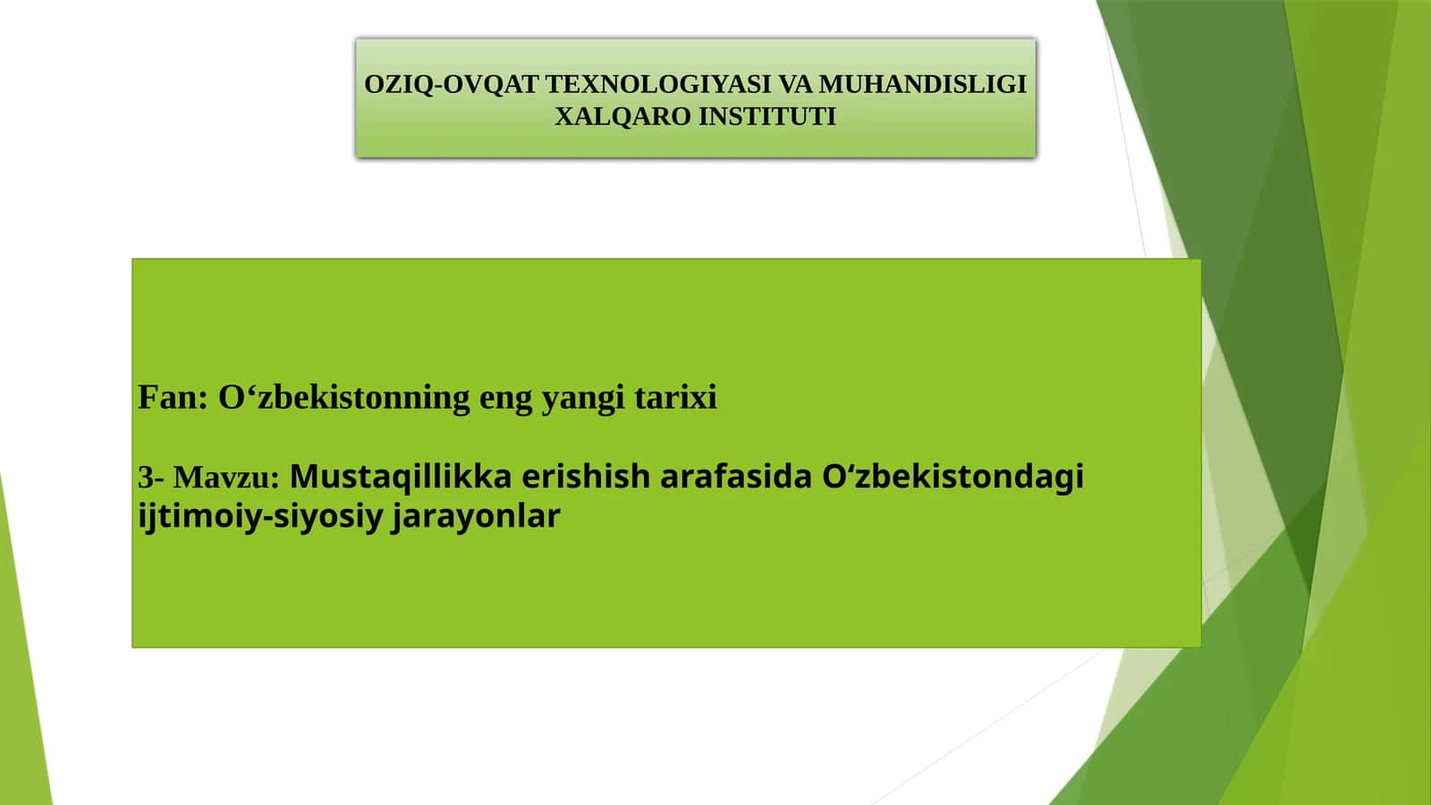 OZIQ-OVQAT TEXNOLOGIYASI VA MUHANDISLIGI XALQARO INSTITUTI 1